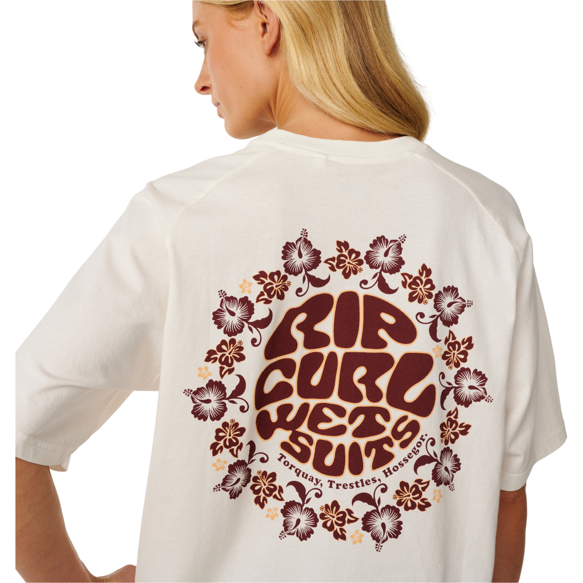 2026 Rip Curl Womens Hibiscus Archive Boxy Tee 0QYWTE - Bone